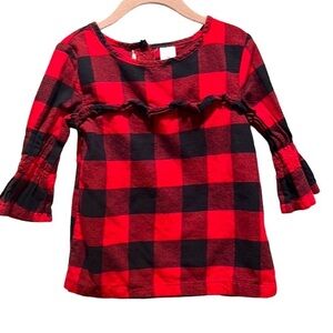 Carter’s 5T Buffalo Plaid Flannel Blouse Red and Black